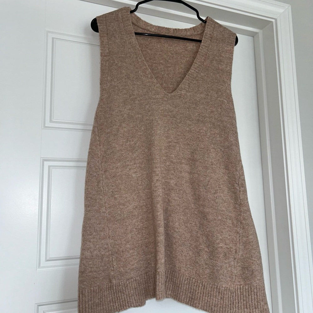 Tan Sleeveless Knit Sweater Dress